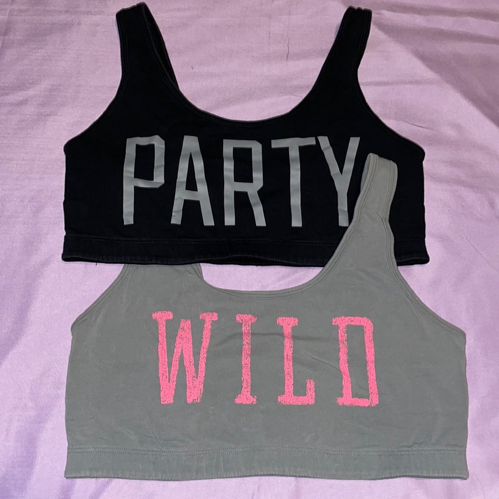 2 VS PINK Screen printed Lounge Bras